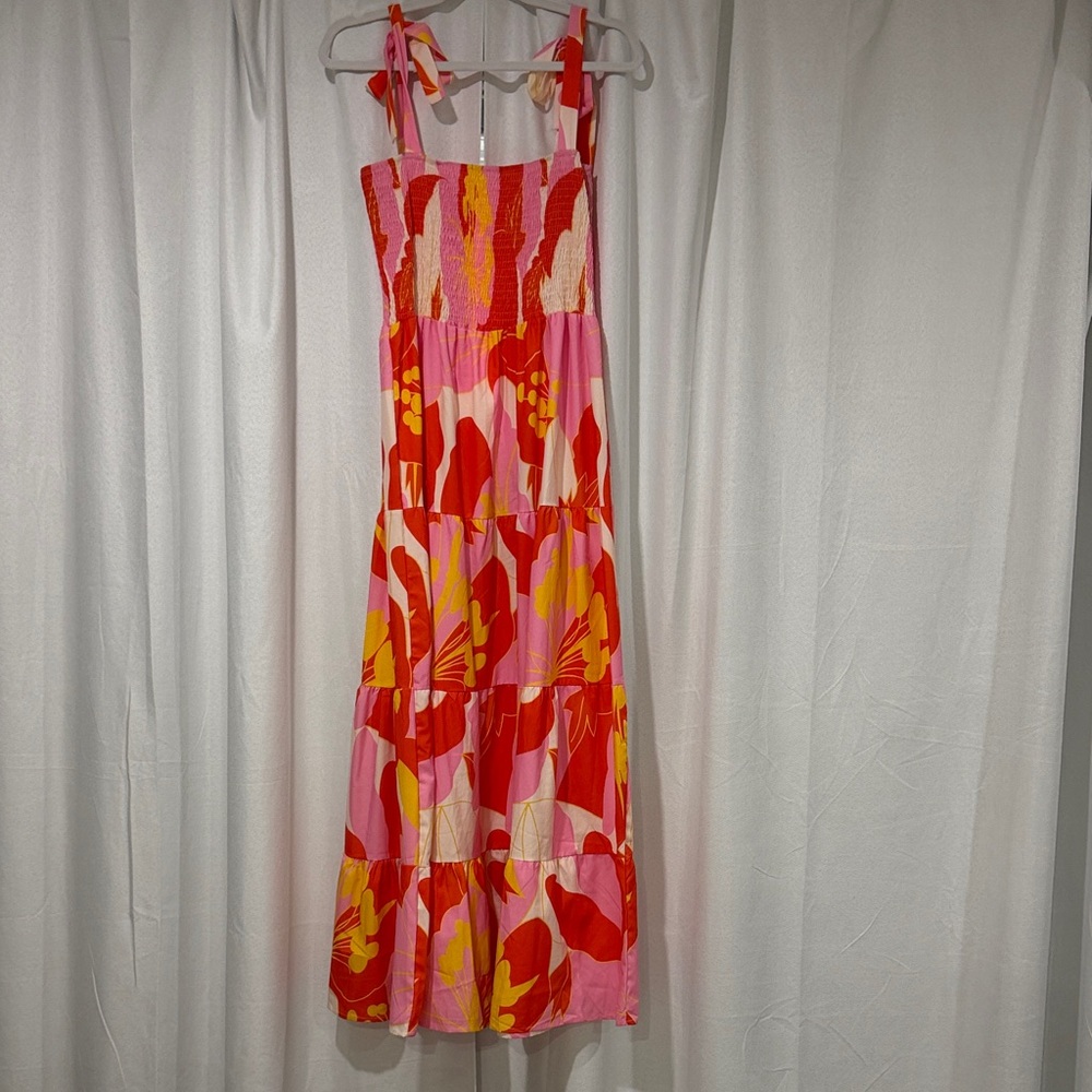 Amazon Floral Maxi Dress in Red, Pink, and Yellow